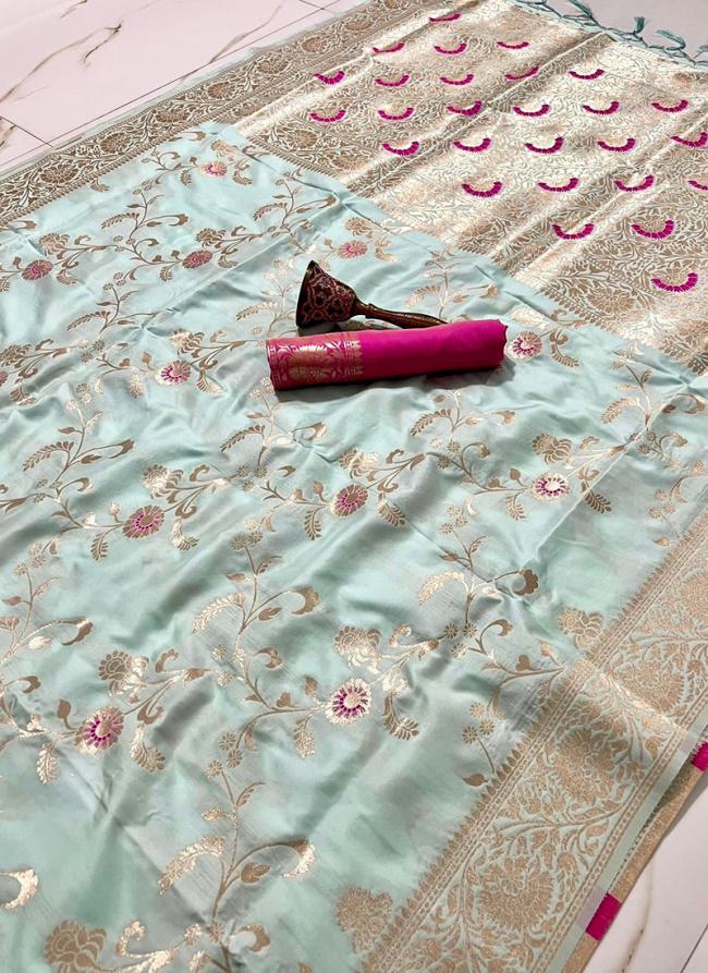 Silk Sky Blue Festival Wear Weaving Saree